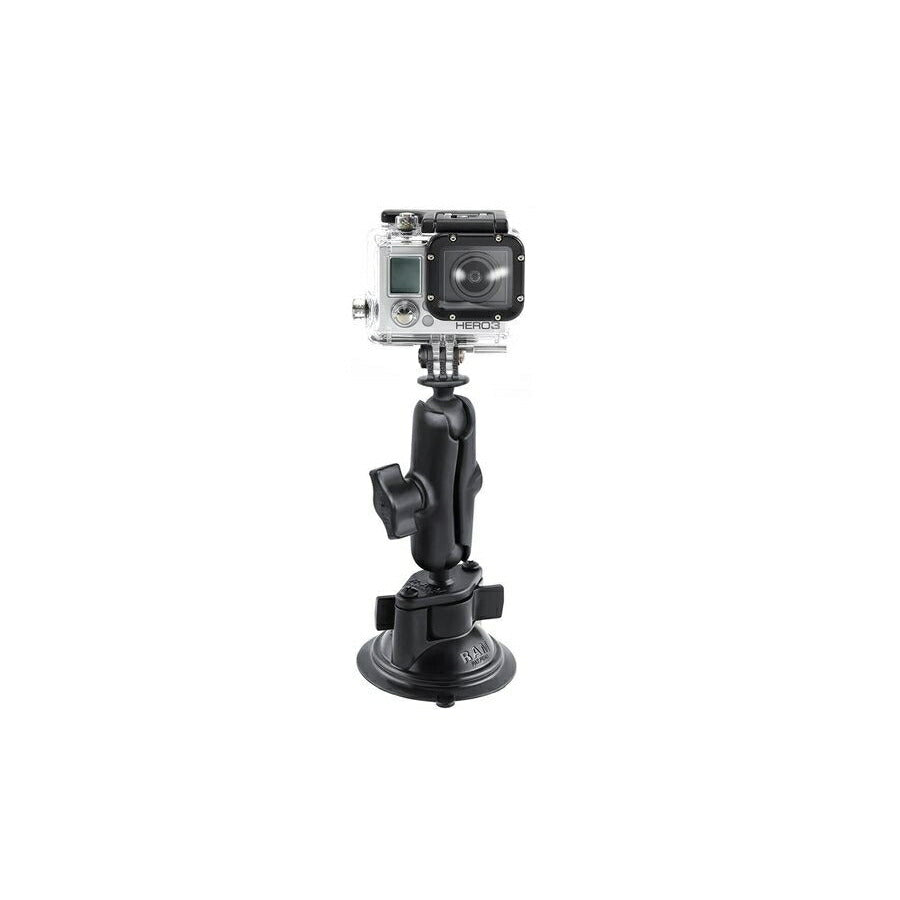 GoProマウント＆ツイストロックサクションベースセット(標準アーム) 吸盤径83.8mm ブラック 1インチボール 1個入り