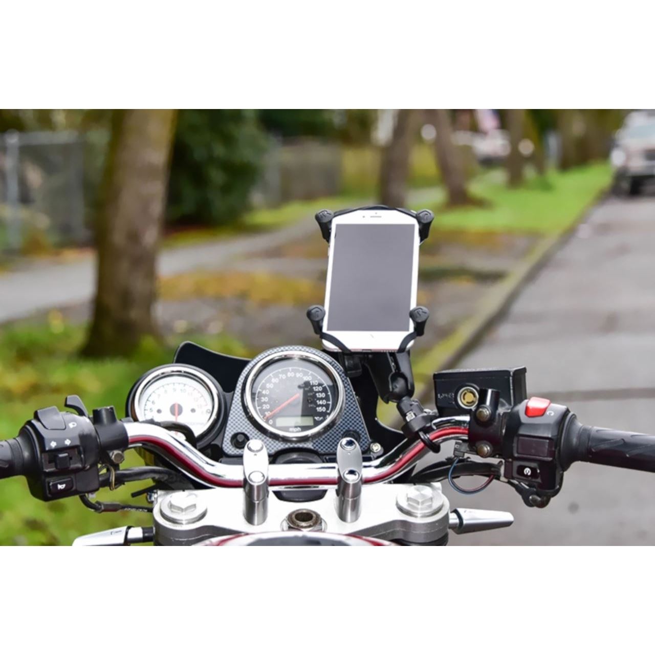 X-Grip (M) Smartphone Holder with Tether, Black, 1-inch Ball, 1 Piece