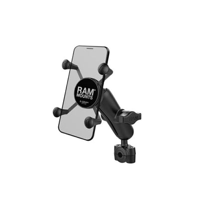 X-Grip (Small) & Bar Mount Base (Small) Set (Standard Arm) compatible with φ9.5-15.8mm, Black, 1 inch ball, 1 piece