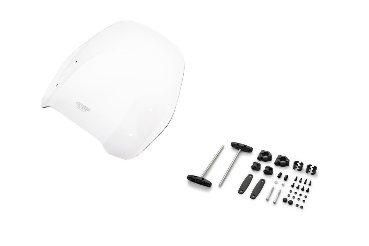 スクリーンセット バーハンマウントキット付 φ22.2/25.4用 ロード クリア 幅380×長さ295mm 汎用