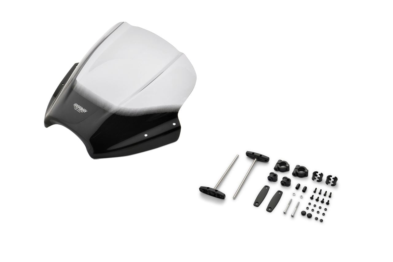 スクリーンセット バーハンマウントキット付 φ22.2/25.4用 スピードスクリーン スモーク 幅400×長さ315mm 汎用