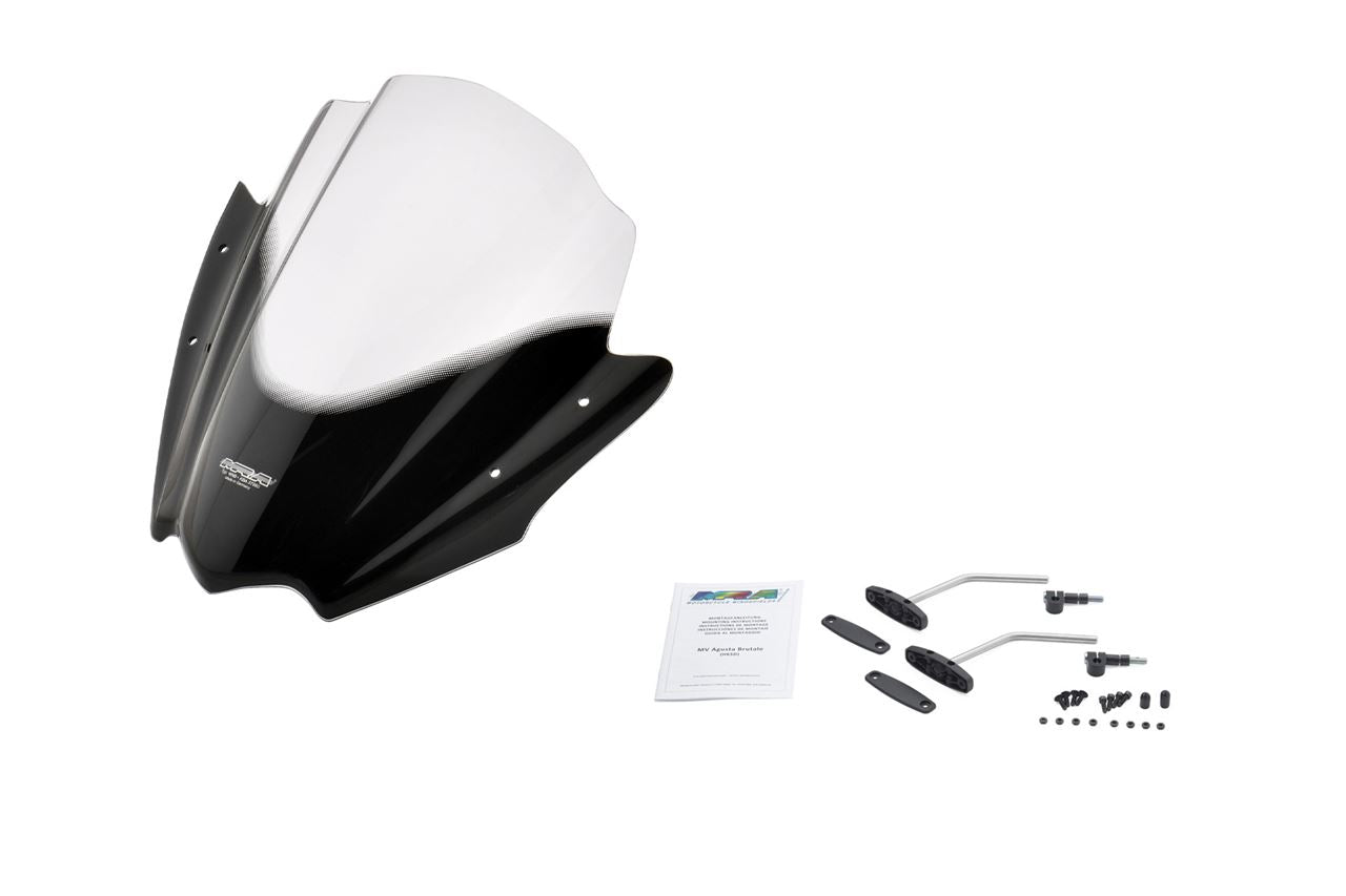 スクリーンセット ハンドルポストマウントキット付 レーシングネイキッド スモーク 幅380×長さ390mm 汎用