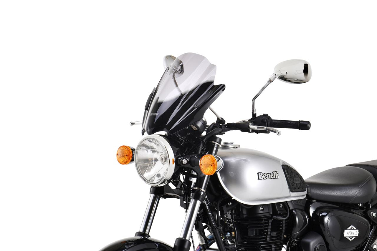 スクリーンセット バーハンマウントキット付 φ22.2/25.4用 レーシングネイキッド スモーク 幅380×長さ390mm 汎用