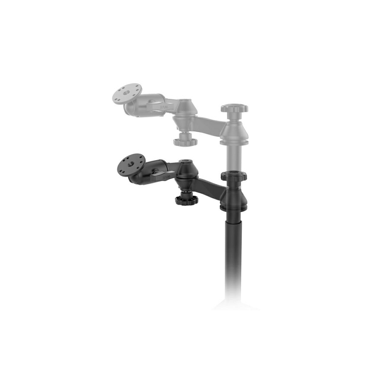AMPS Round Base & Universal Vehicle Mount Set, Left-Hand Drive, Black, 1.5-inch Ball, 1 Piece