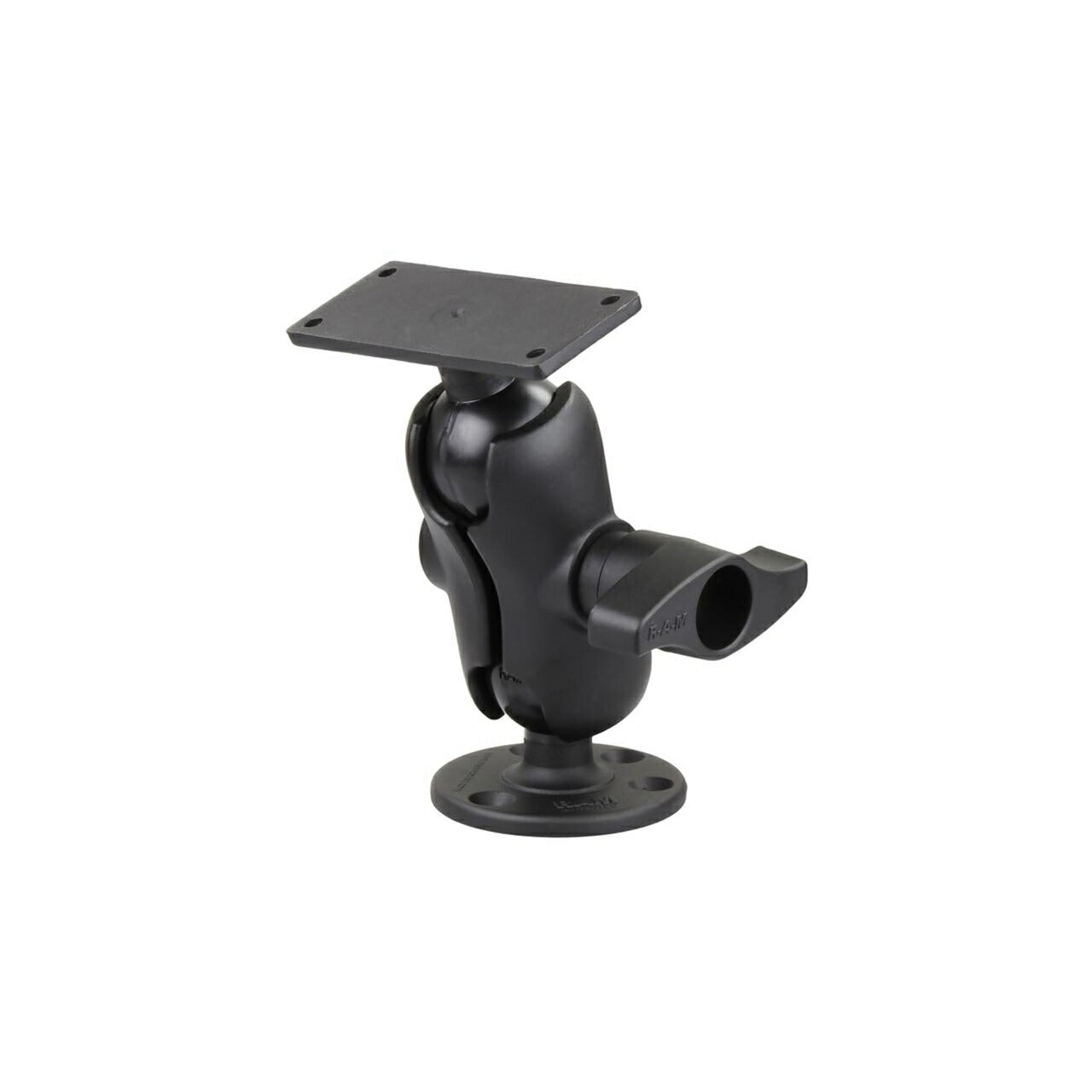 Mounting Plate & Round Base Set (Short Arm) for Humminbird - Black, 2.25 inch ball, 1 pc