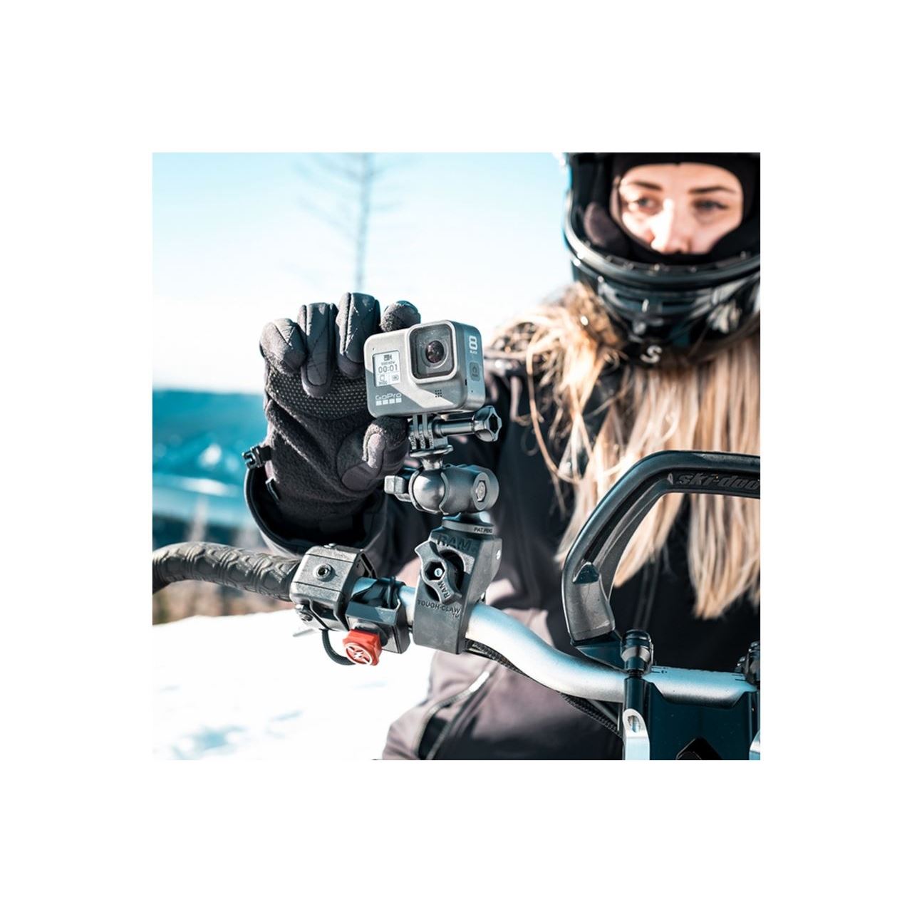 GoProマウント＆タフクロー(S)セット(ショートアーム) φ15.9-28.9mm対応 ブラック 1インチボール 1個入り