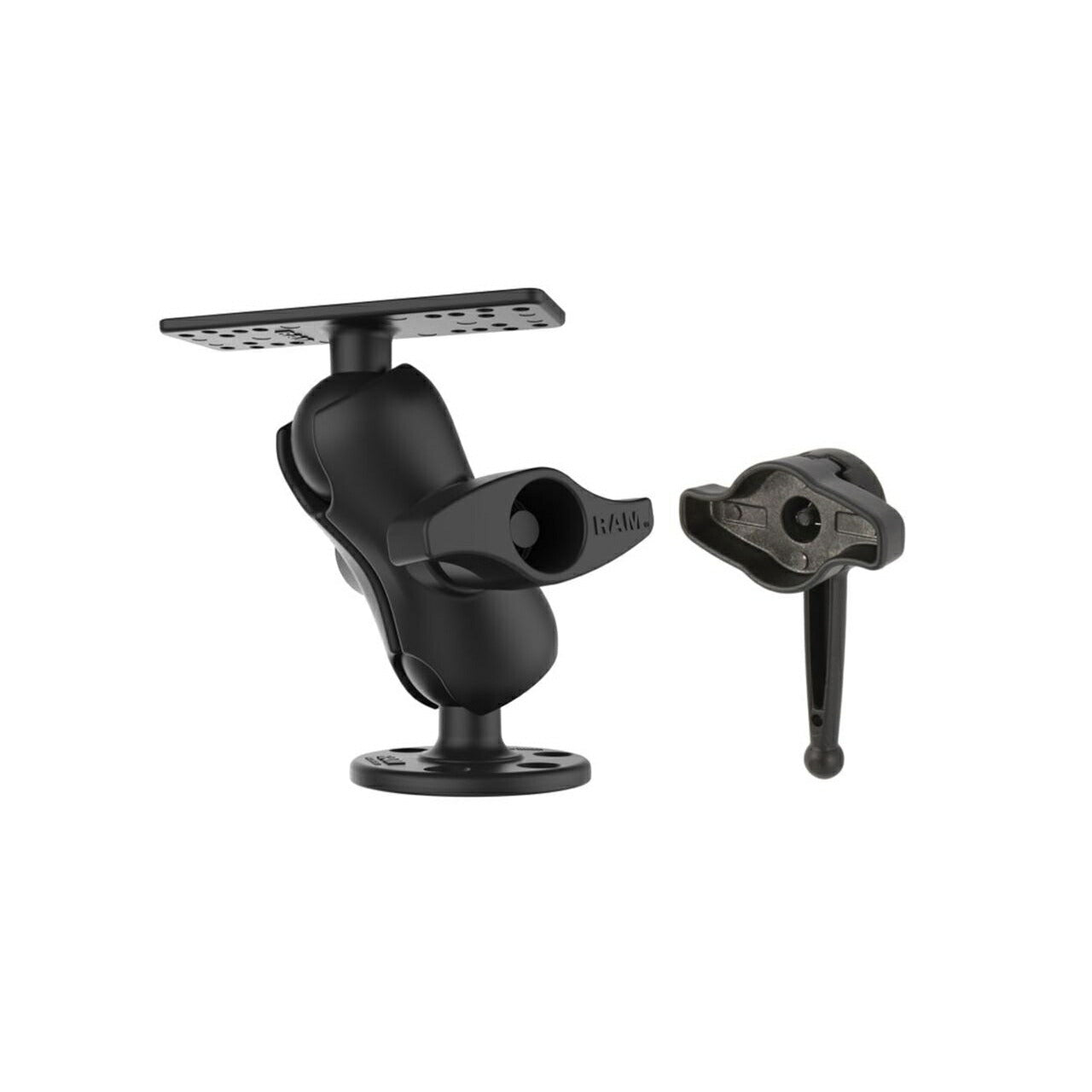 Fish Finder Mount (M) & Round Base Set (Short Arm/Extension Lever) Black 2.25-inch Ball 1 pc.