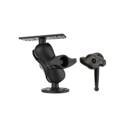 Fish Finder Mount (M) & Round Base Set (Short Arm/Extension Lever) Black 2.25-inch Ball 1 pc.