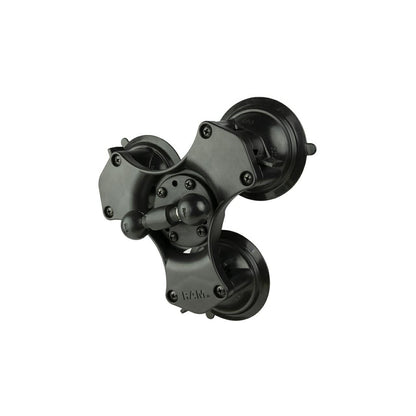 Triple Suction Base (Double Ball) Black 1 Inch Ball 1 piece