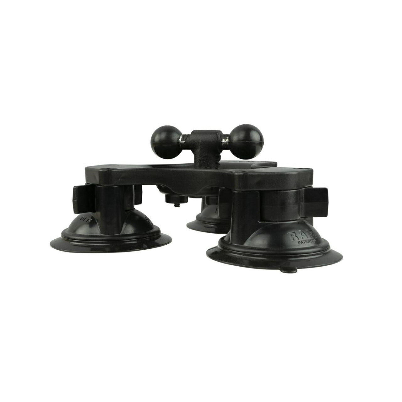 Triple Suction Base (Double Ball) Black 1 Inch Ball 1 piece