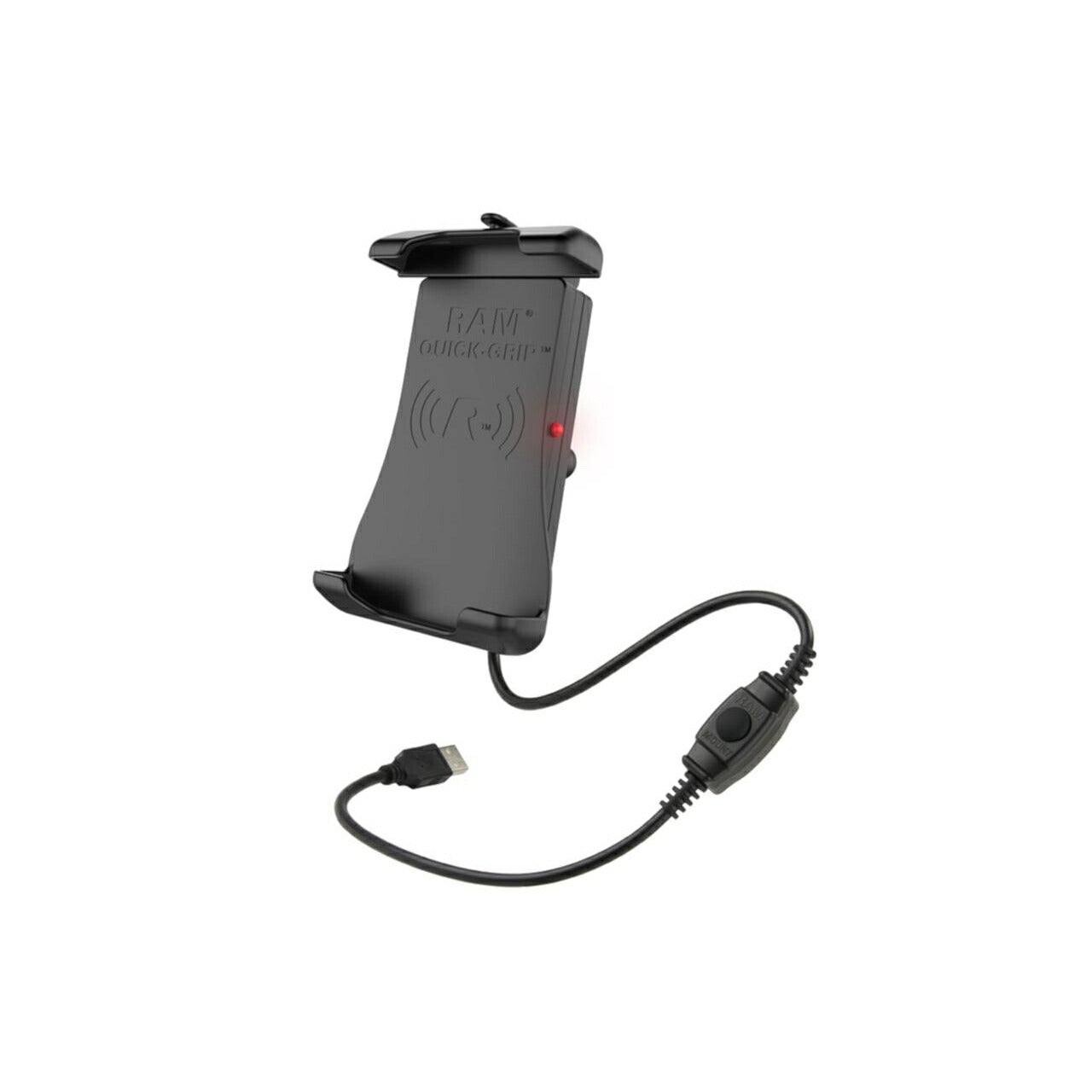 防水ワイヤレス充電クレイドルホルダー テザー付(最大15W出力) ブラック 1インチボール 1個入り