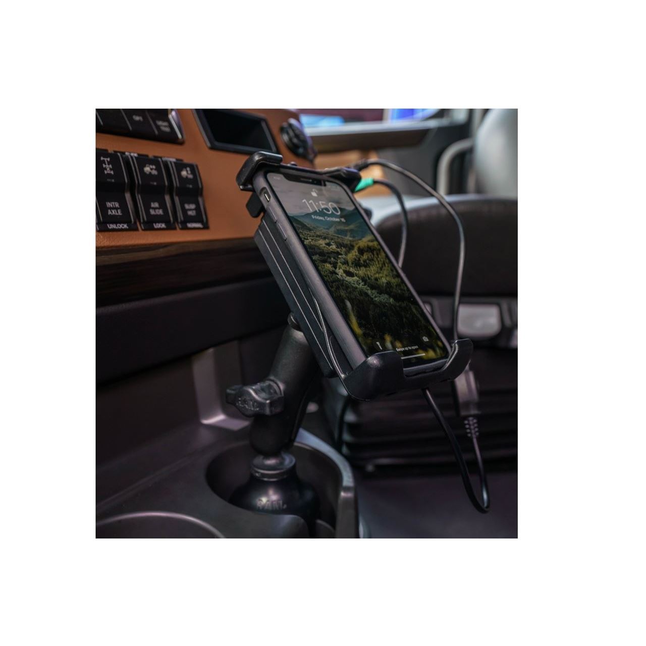 防水ワイヤレス充電クレイドルホルダー テザー付(最大15W出力) ブラック 1インチボール 1個入り