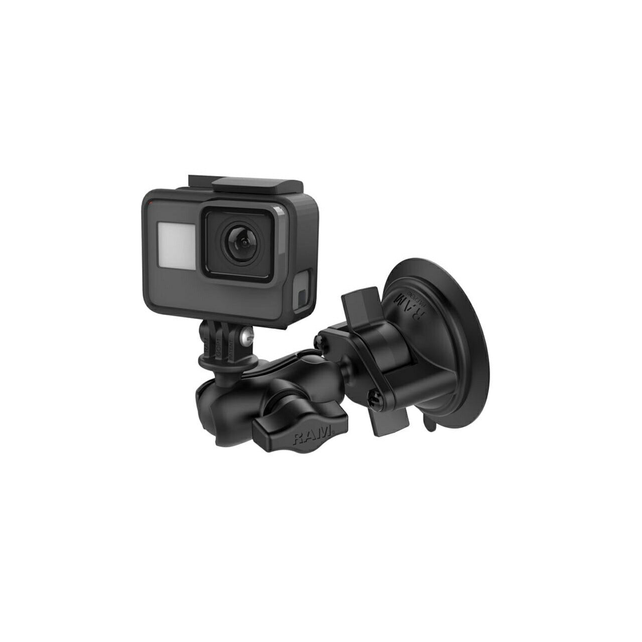 GoProマウント＆サクションベースセット(ショートアーム) 吸盤径69.8mm ブラック 1インチボール 1個入り