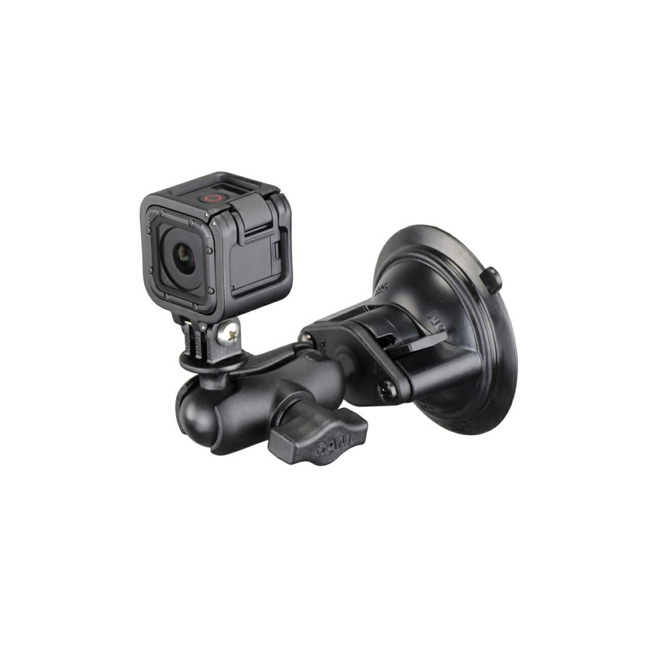 GoProマウント＆サクションベースセット(ショートアーム) 吸盤径69.8mm ブラック 1インチボール 1個入り