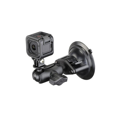 GoProマウント＆サクションベースセット(ショートアーム) 吸盤径69.8mm ブラック 1インチボール 1個入り