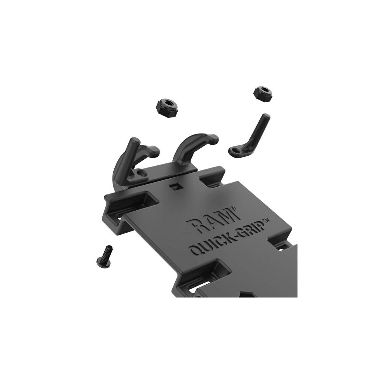 Anti-vibration Cradle Holder (M) & U-Bolt Clamp Base (Short Arm) for φ12.7-31.75mm [Vibe-Safe] Black 1-inch Ball