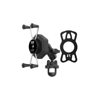 Anti-Vibration X-Grip (M) & U-Bolt Clamp Base Set (Short Arm) Compatible with φ12.7-31.75mm 【Vibe-Safe】 Black 1-inch Ball