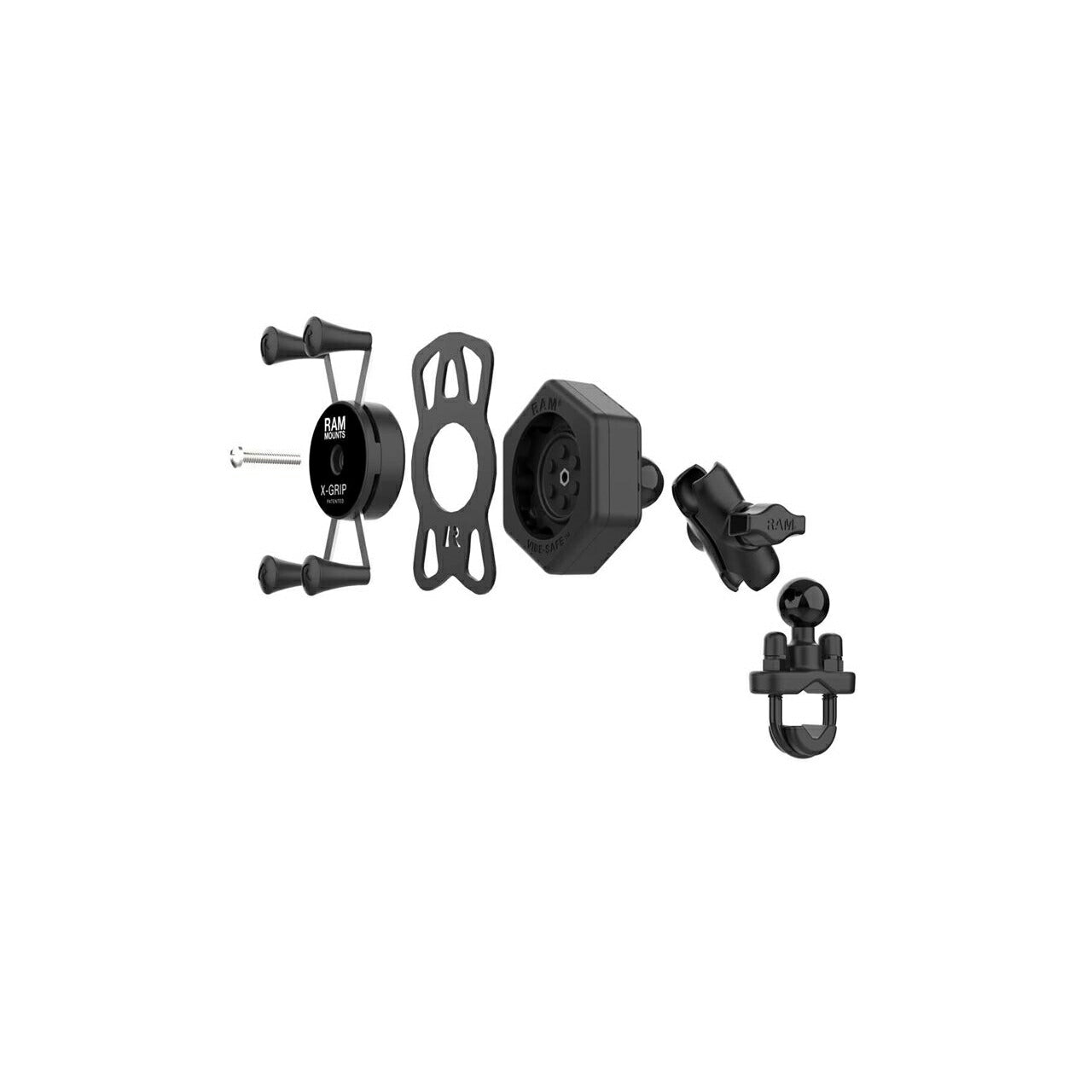 防振Xグリップ(S)＆U字クランプベースセット(ショートアーム) φ12.7-31.75mm対応【Vibe-Safe】 ブラック 1インチボール