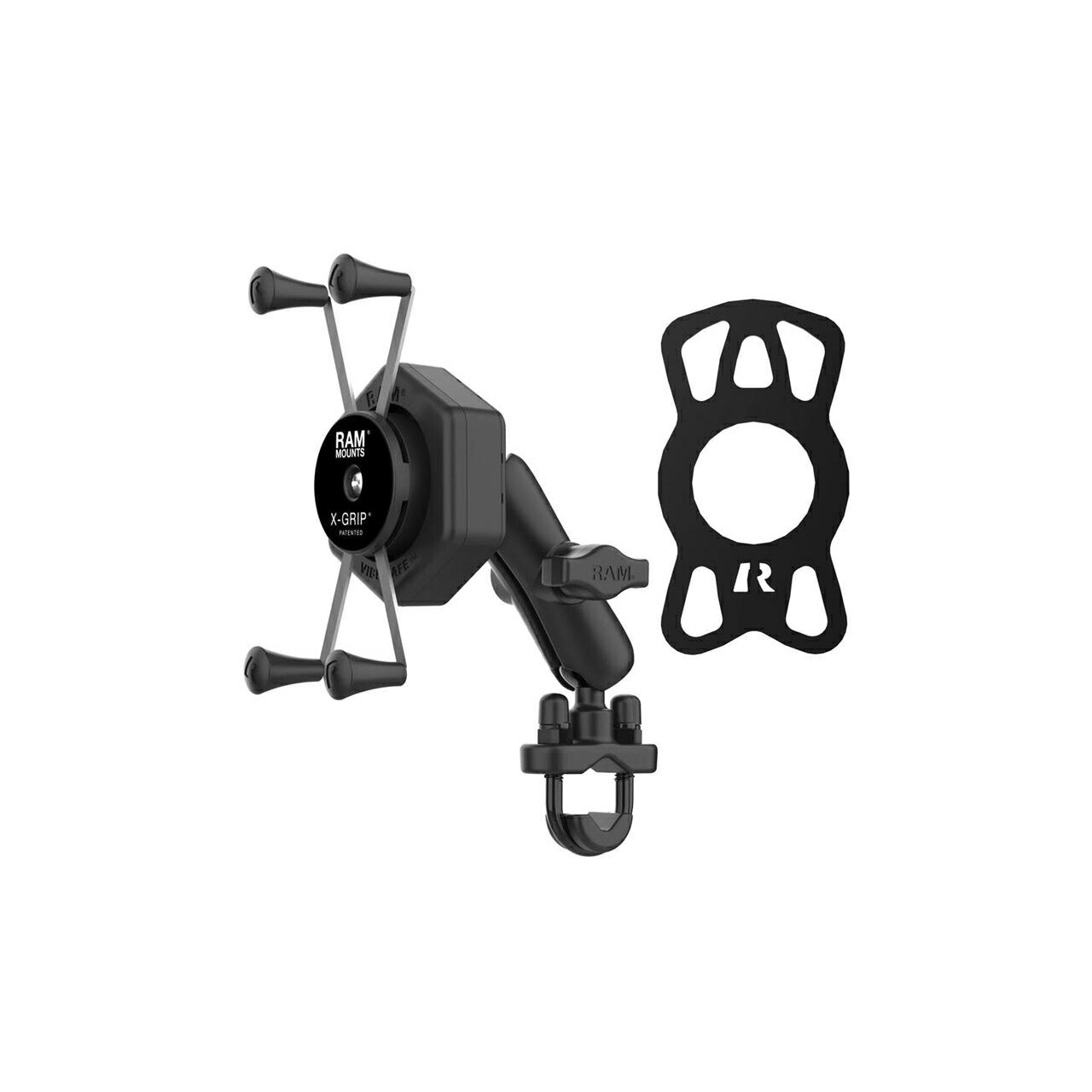 Vibration-Proof X-Grip (M) & U-Bolt Clamp Base Set (Standard Arm) Compatible with φ12.7-31.75mm 【Vibe-Safe】 Black 1-inch Ball