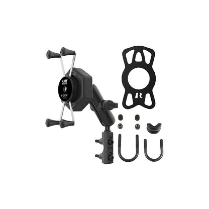 防振Xグリップ(M)＆マスターシリンダークランプセット(標準アーム) U字ボルト付 【Vibe-Safe】 ブラック 1インチボール