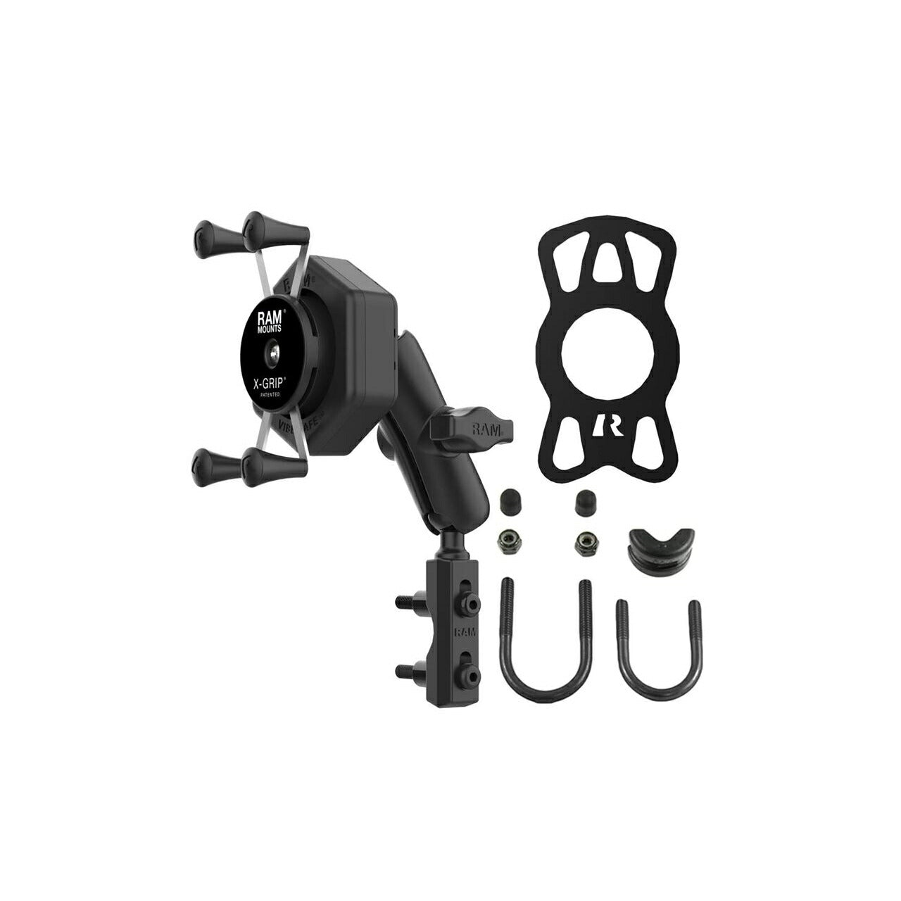 防振Xグリップ(S)＆マスターシリンダークランプセット(標準アーム) U字ボルト付 【Vibe-Safe】 ブラック 1インチボール