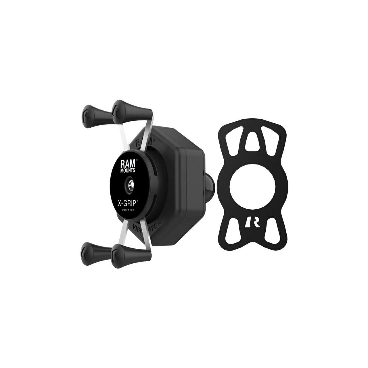 防振Xグリップ(S)スマホホルダー テザー付 【Vibe-Safe】 ブラック 1インチボール 1個入り