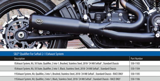 Qualifier 2-1 Full Exhaust Black Softail