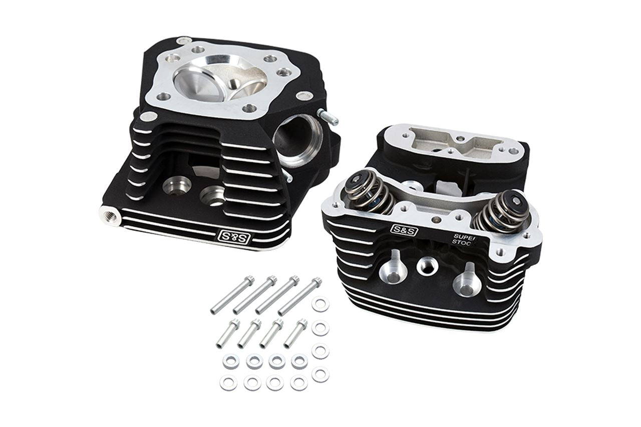Super Stock Cylinder Heads Big Twin (84-99) Wrinkle Black Dyna Softail Touring