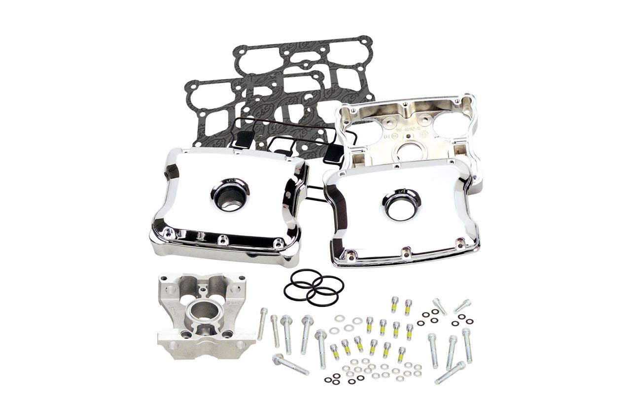 Die-cast Rocker Cover Kit for Big Twin (86-16) Chrome Dyna Softail Touring
