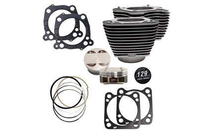 129 Big Bore Kit Highlight Fins M8 (107CI) Wrinkle Black Softail Touring