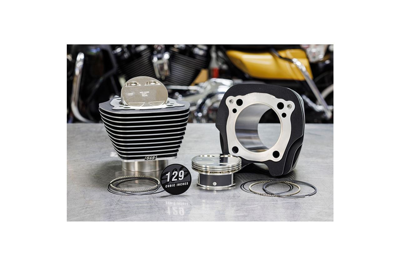 129 Big Bore Kit Highlight Fins M8 (107CI) Wrinkle Black Softail Touring