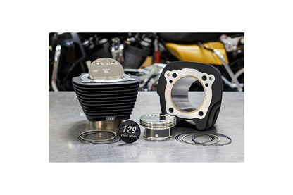 129 Big Bore Kit, Highlighted Fins, M8 (107CI), Wrinkle Black, Softail, Touring