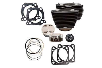 132 Big Bore Kit No Highlight Fins M8 (114CI) Wrinkle Black Softail Touring