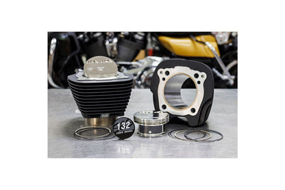 132 Big Bore Kit No Highlight Fins M8 (114CI) Wrinkle Black Softail Touring