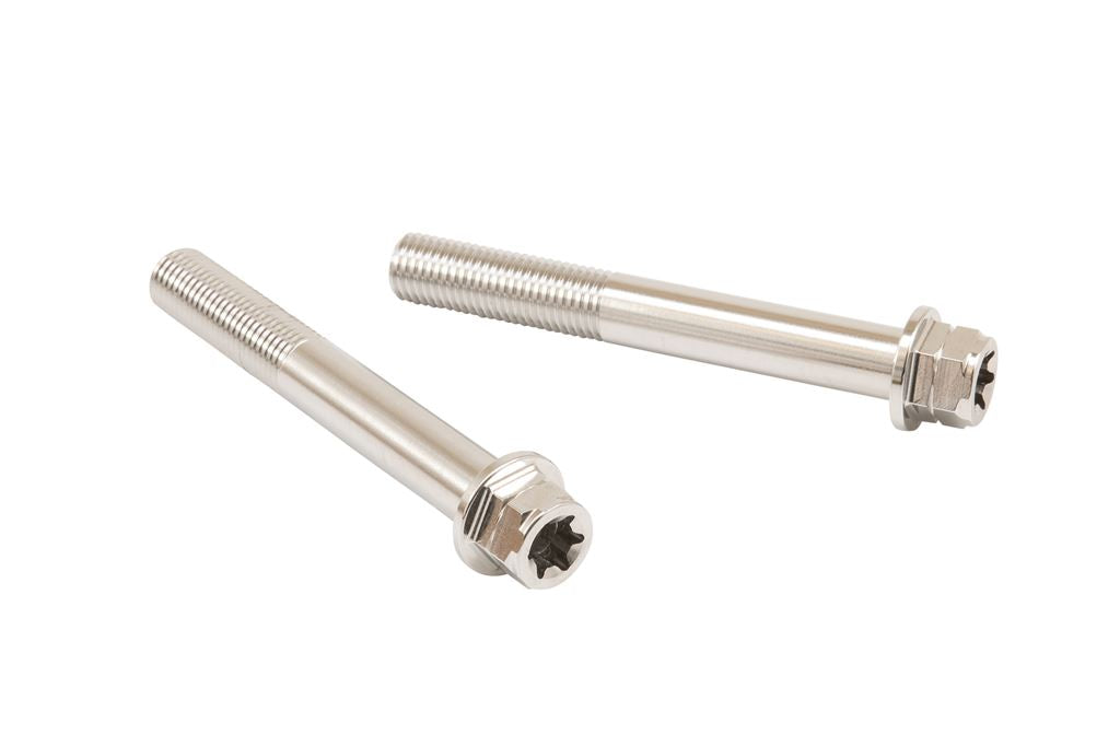 Stainless Steel Caliper Mount Bolts, Flange Hex, Polished, 85mm, 2pcs