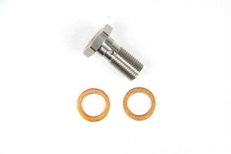ETP318 Banjo Bolt for Harley, Single, Raw Stainless Steel, 7/16-24UNF, 1 pc.