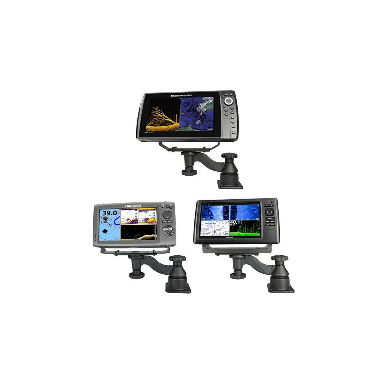 魚探マウント(M)セット スクエアベース スイング式 プレートサイズ158.7X50.8mm ブラック 1個入り