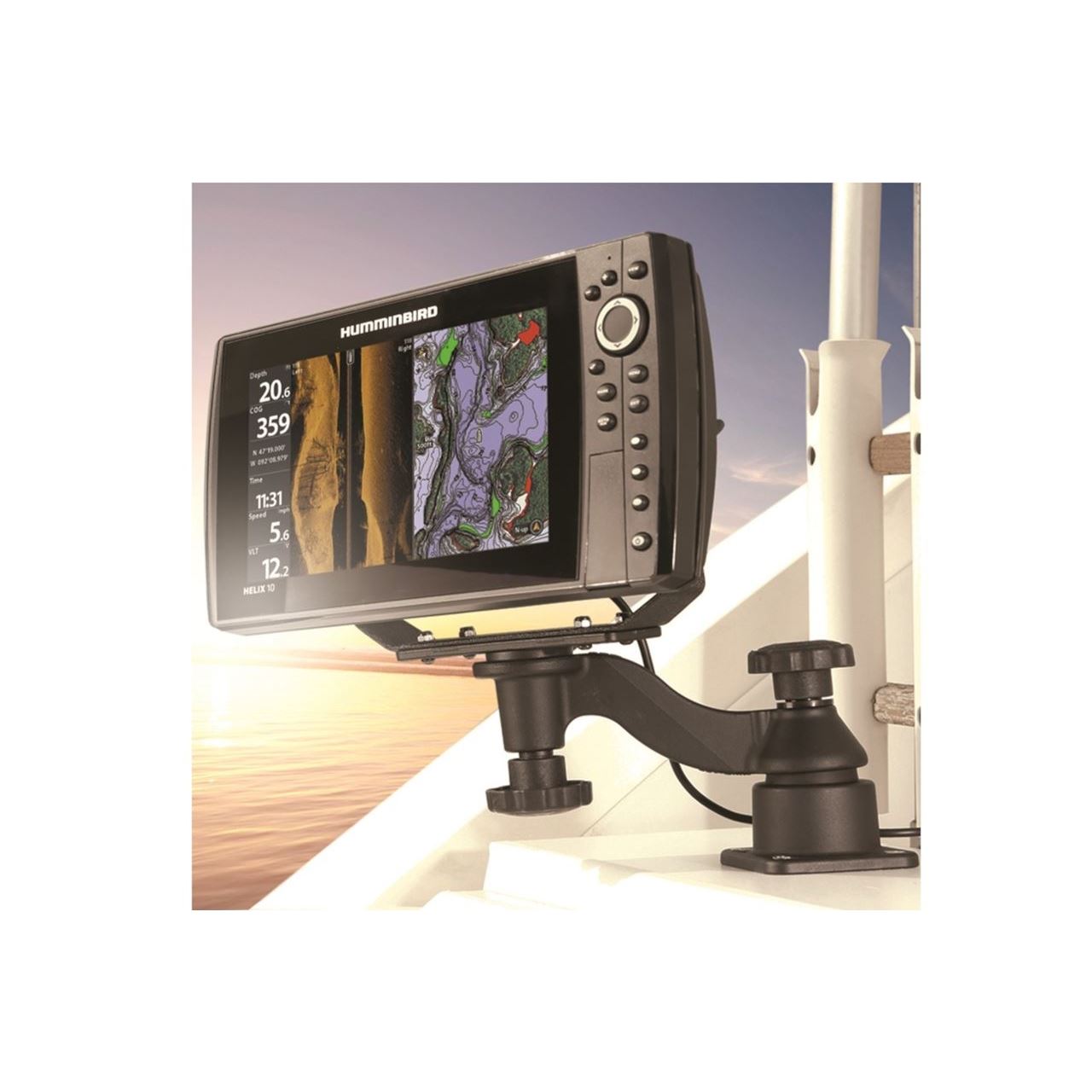 魚探マウント(M)セット スクエアベース スイング式 プレートサイズ158.7X50.8mm ブラック 1個入り