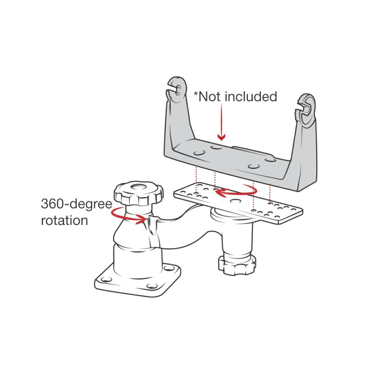 魚探マウント(M)セット スクエアベース スイング式 プレートサイズ158.7X50.8mm ブラック 1個入り