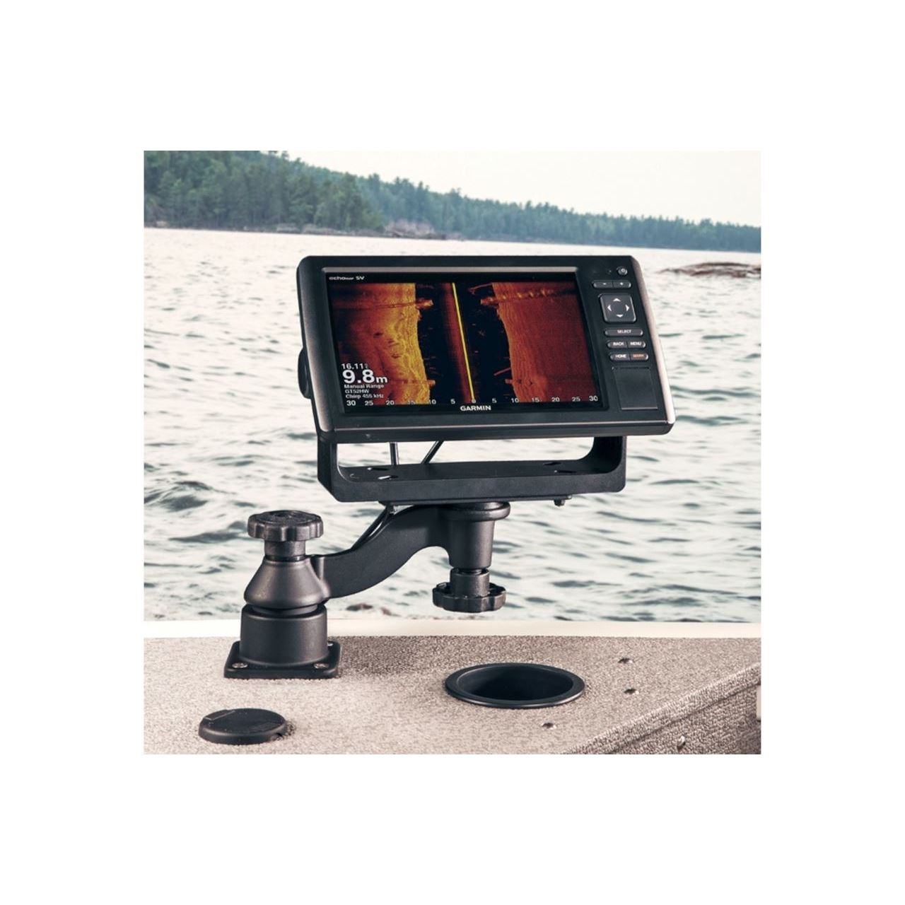 魚探マウント(M)セット スクエアベース スイング式 プレートサイズ158.7X50.8mm ブラック 1個入り