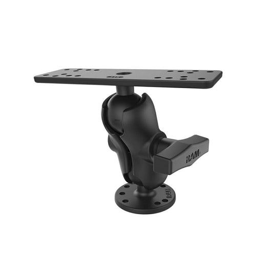 魚探マウント(M)＆AMPSラウンドベース(ショートアーム) プレートサイズ158.7X50.8mm ブラック 1.5インチボール 1個入り