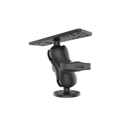 魚探マウント(M)＆AMPSラウンドベース(ショートアーム) プレートサイズ158.7X50.8mm ブラック 1.5インチボール 1個入り