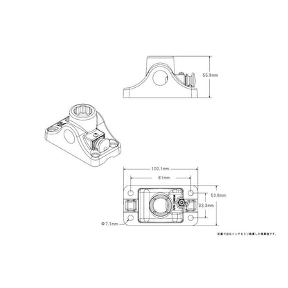 スプラインポスト(壁面/平面用) 4穴P1.3X3.19inch ブラック 1個入り