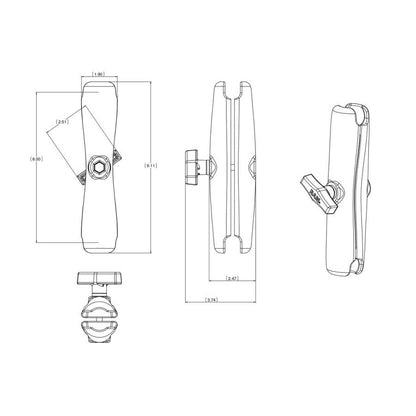 Long Arm, Black, 1.5 inch Ball, 1 pc.