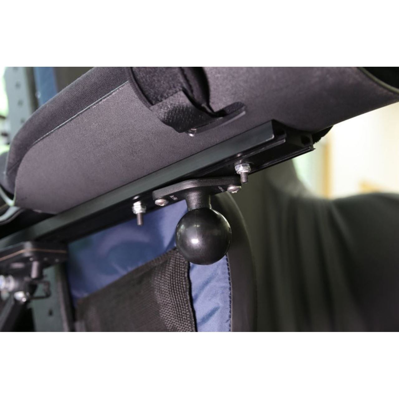 Universal Wheelchair Seat Rail Ball Base, Black, 1.5 inch ball, 1 piece