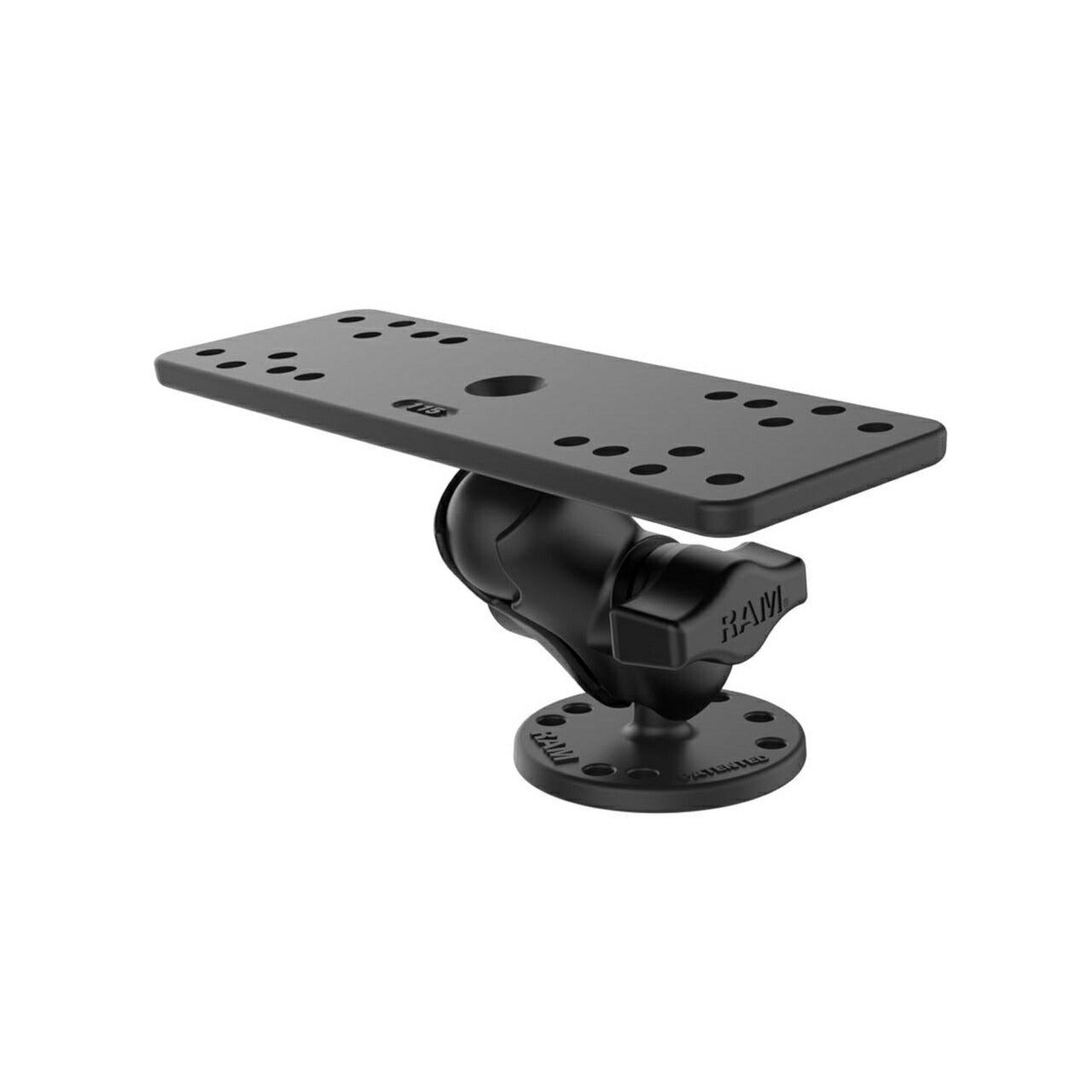 魚探マウント(M)＆AMPSラウンドベース(ショートアーム) プレートサイズ158.7X50.8mm ブラック 1インチボール 1個入り