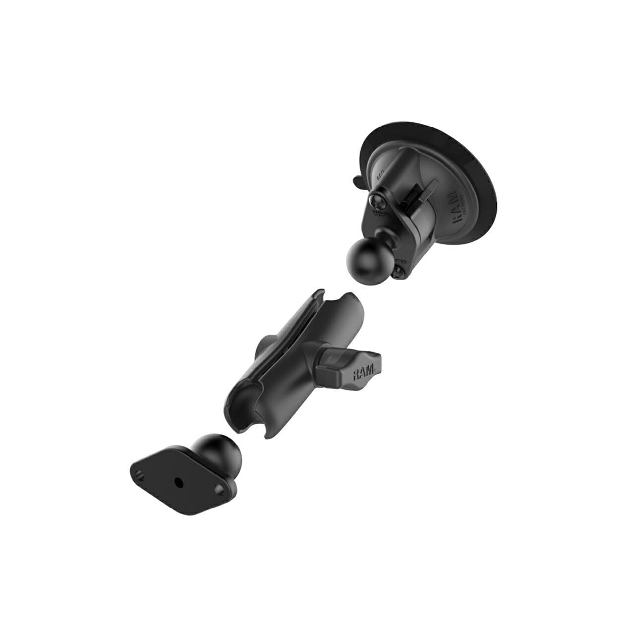 菱形ジョイント＆ツイストロックサクションベースセット(標準アーム) 吸盤径83.8mm ブラック 1インチボール 1個入り