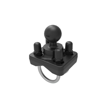 Double U-Bolt Clamp Base (Stainless Steel Bolts) for 25.4-31.75mm diameter, Black, 1-inch Ball, 1 piece