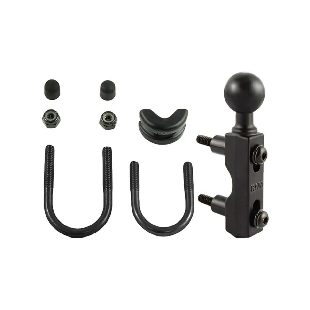 Master Cylinder Clamp Base (with U-Bolt) for 12.7-31.75mm, Black, 1-inch Ball, 1 pc.