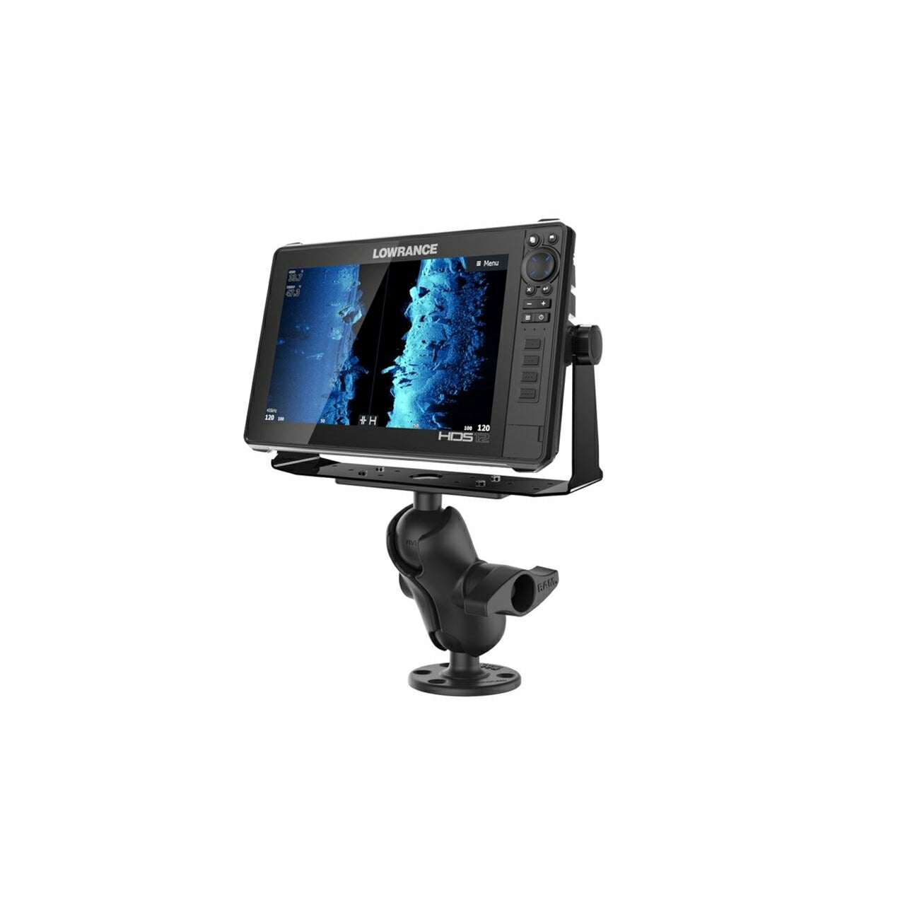 Fish Finder Mount (M) & Round Base Set (Short Arm) Plate Size 158.7×50.8mm Black 2.25 inch ball 1 pc.